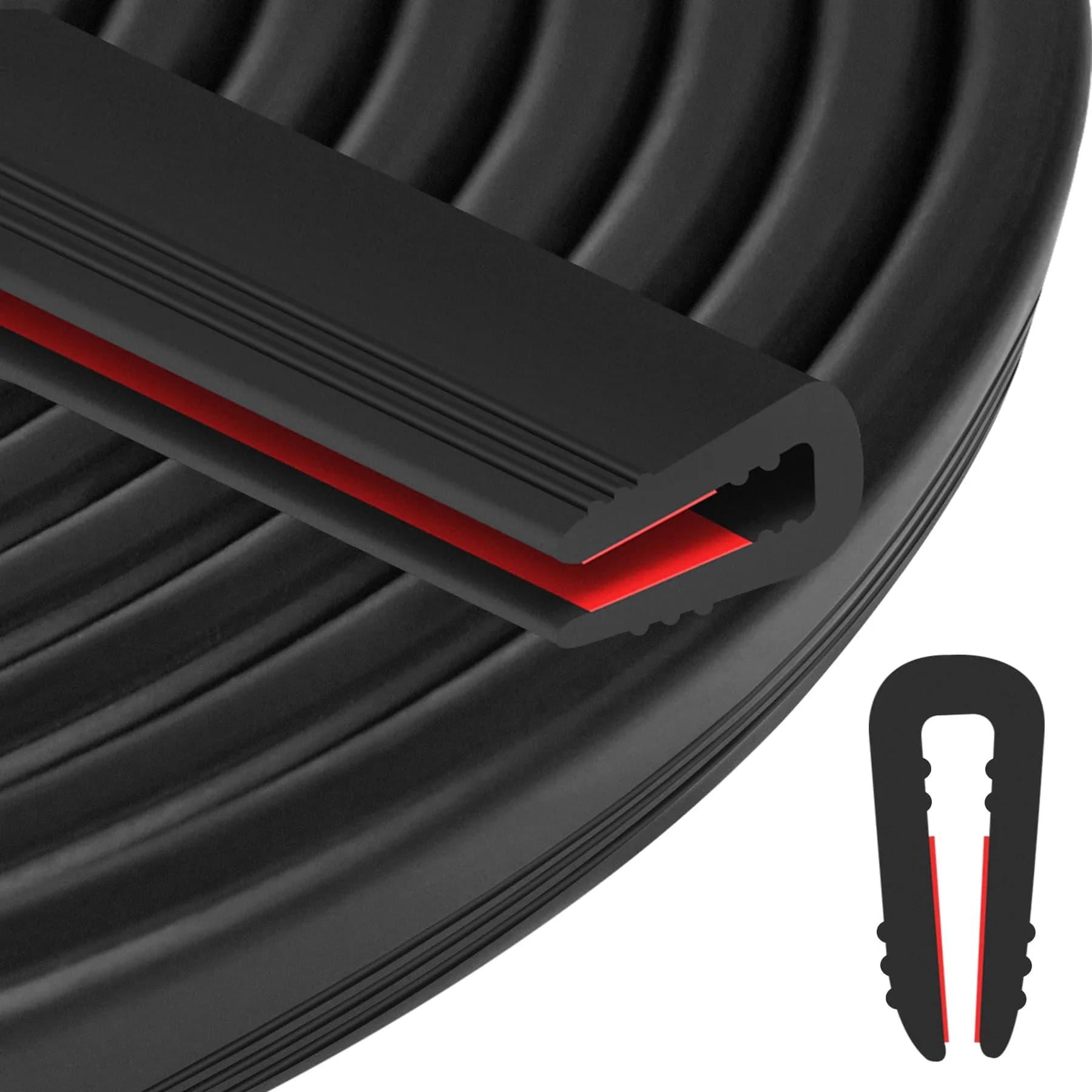 ToLanbbt EPDM Rubber Edge Trim U Channel 3.2mm (1/8") x 6.1m (20Ft) Black | Self-Adhesive Weather Seal for Cars, Metal, Glass - main product image