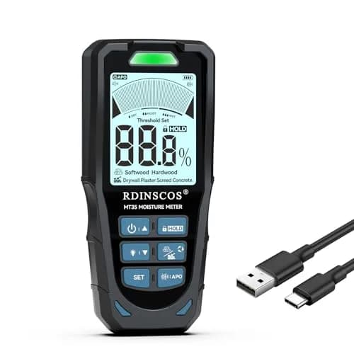 RDINSCOS Pinless Moisture Meter for Drywall & Concrete, Black | Non-Invasive Surface Scanner thumbnail 1