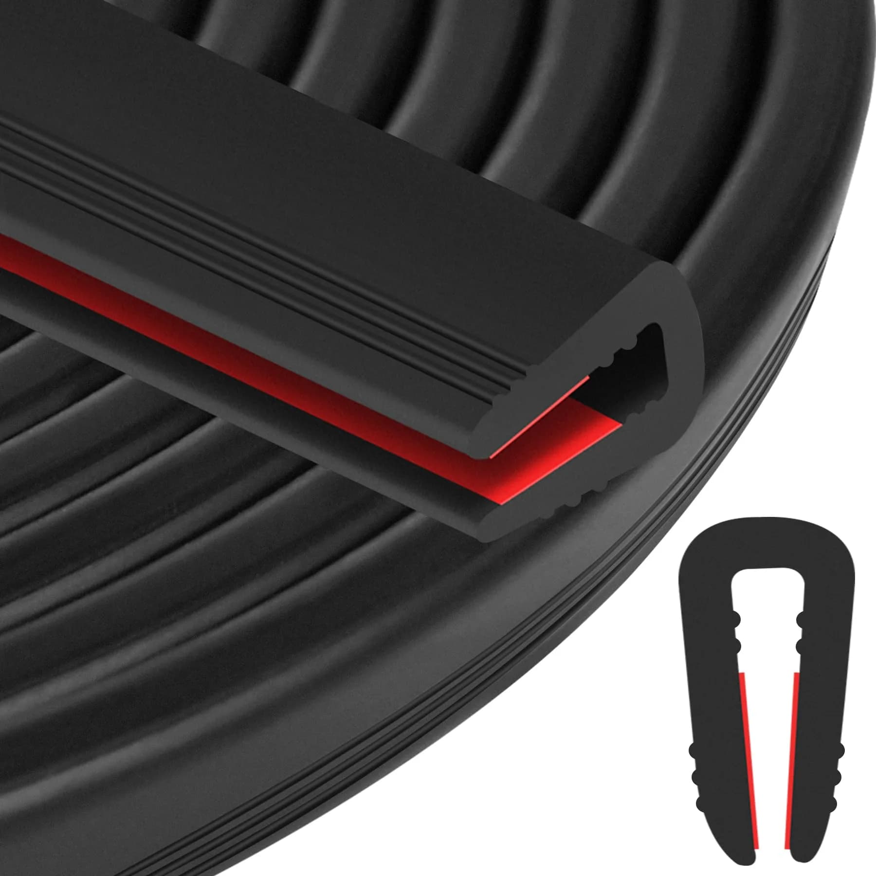 ToLanbbt EPDM Rubber Edge Trim U Channel 3.2mm (1/8") x 6.1m (20Ft) Black | Self-Adhesive Weather Seal for Cars, Metal, Glass — Black