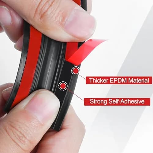 ToLanbbt Black EPDM Rubber Edge Trim 6.4mm (1/4") x 20ft | Self-Adhesive U Channel Seal for Cars & Metal Edges thumbnail 3