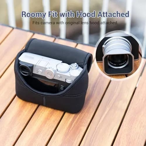 JJC Soft Neoprene Camera Case Pouch for Fujifilm GFX100RF with Original Lens Hood | Water-Resistant Protective Storage thumbnail 2