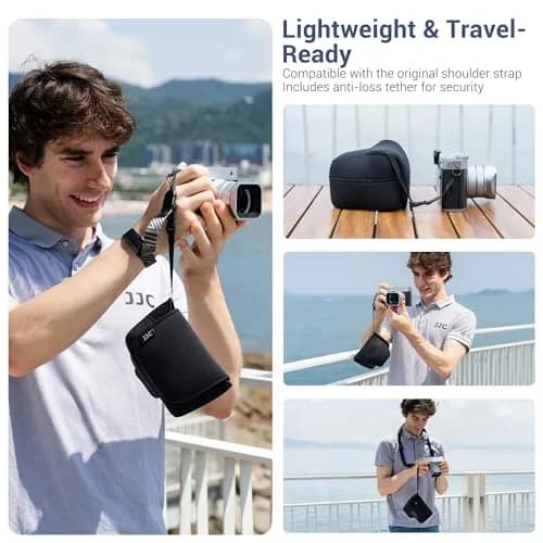 JJC Soft Neoprene Camera Case Pouch for Fujifilm GFX100RF with Original Lens Hood | Water-Resistant Protective Storage thumbnail 3