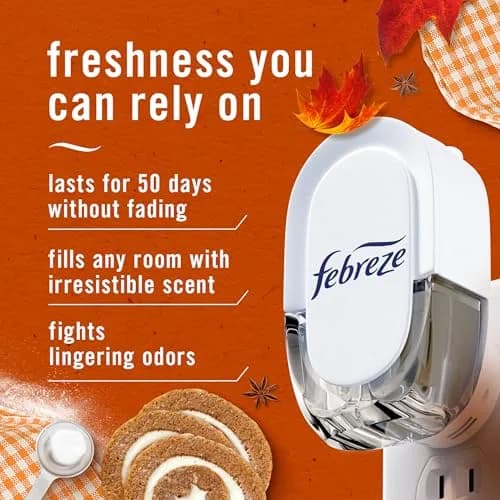 Febreze Fade Defy Plug Air Freshener Refills, Pumpkin Roll Scent, 3.5 Fl Oz (0.87oz x 4 Refills) thumbnail 2