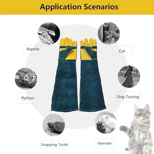 PeSandy Animal Handling Gloves 60 cm (23.6 in) | Bite & Scratch Resistant Cowhide with Cotton Lining thumbnail 2