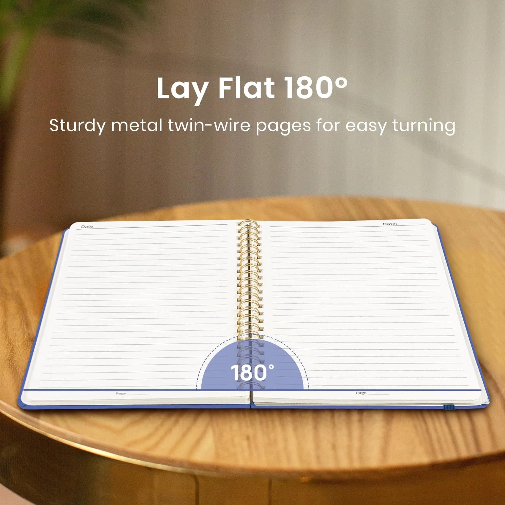 Taja Lined Spiral Journal Notebook for Women & Men, 140 Pages, College Ruled Hardcover Notebook for Work & Note Taking, Journals for Writing, A5 (5.7" x 7.9") – Royal Blue thumbnail 4