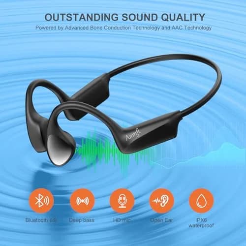Aamft Bone Conduction Headphones - Bluetooth 6.0 Open Ear Headphones, Comfort Fit Wireless Headphones with Mic, 10hrs Playtime, IPX6 Sweatproof, Lightweight,Premium Loud Sound for Running,Sport,Travel thumbnail 4