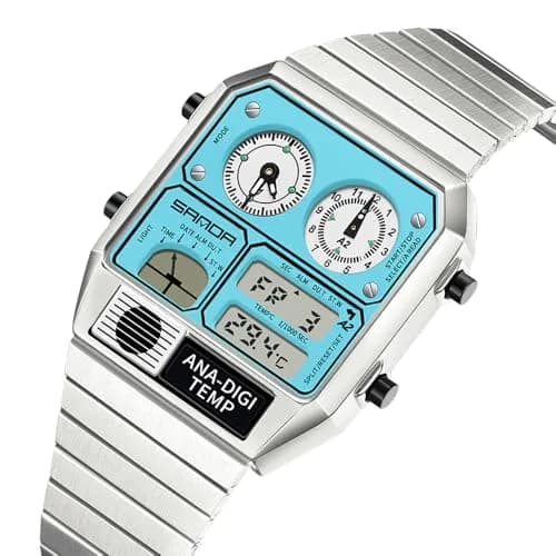 MASTOP Retro Square Analog-Digital Watch with Temperature Display 37mm Case | 50M Waterproof Multifunction Watch thumbnail 6
