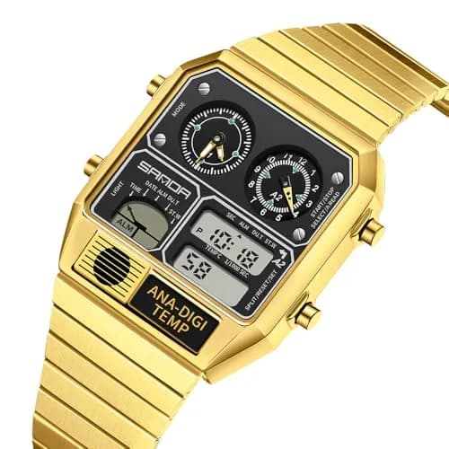 MASTOP Retro Square Digital Watch with Temperature Display 37mm | Analog-Digital Multifunction thumbnail 8