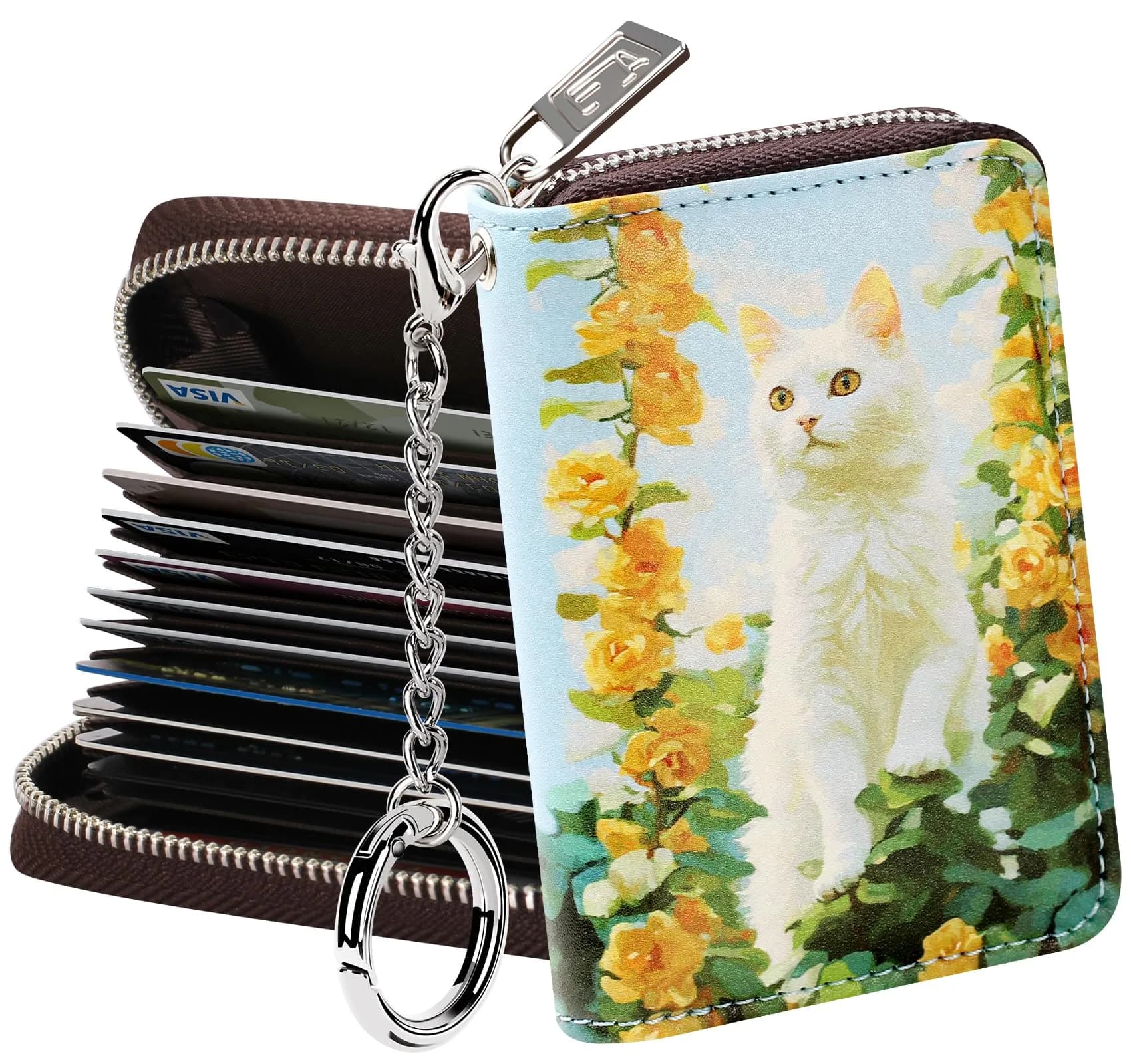 FurArt RFID Blocking Zipper Wallet for Women with Keychain | 11 cm (4.3 in) x 8 cm (3 in) x 2 cm (0.8 in)