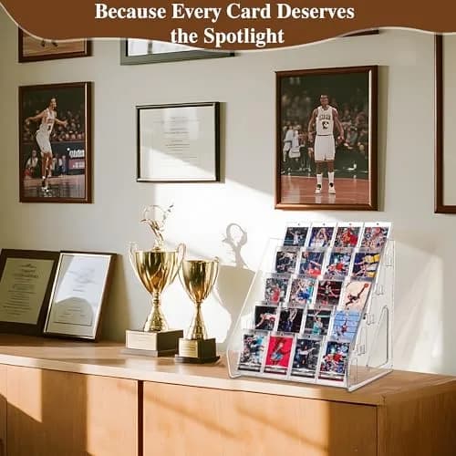 CELSOL Clear Acrylic 5 Tier Card Display Stand 2 Pack | Holds 100 Cards Total (50 per stand) thumbnail 3