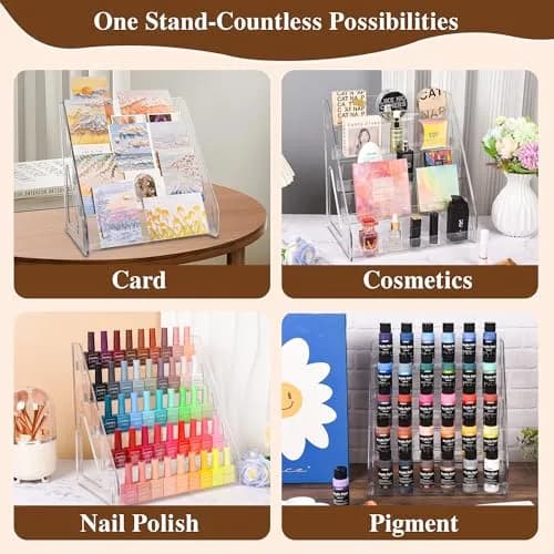 CELSOL Elevated 5 Tier Clear Acrylic Card Display Stand | 35.2 cm (13.1 in) Height, 23.8 cm (12.6 in) Width thumbnail 7