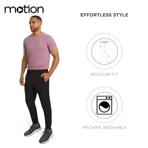 Motion Men's Regular Fit Active Performance Midweight Woven Jogger Pants, Black Onyx, X-Large | Breathable, Durable & Comfortable thumbnail 5