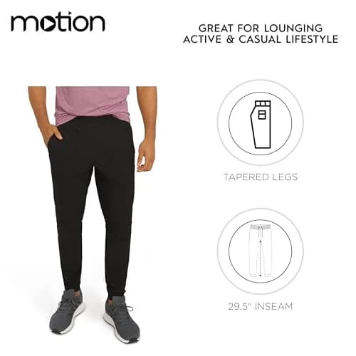 Motion Men's Regular Fit Active Performance Midweight Woven Jogger Pants, Black Onyx, Large | Versatile & Durable Activewear thumbnail 6