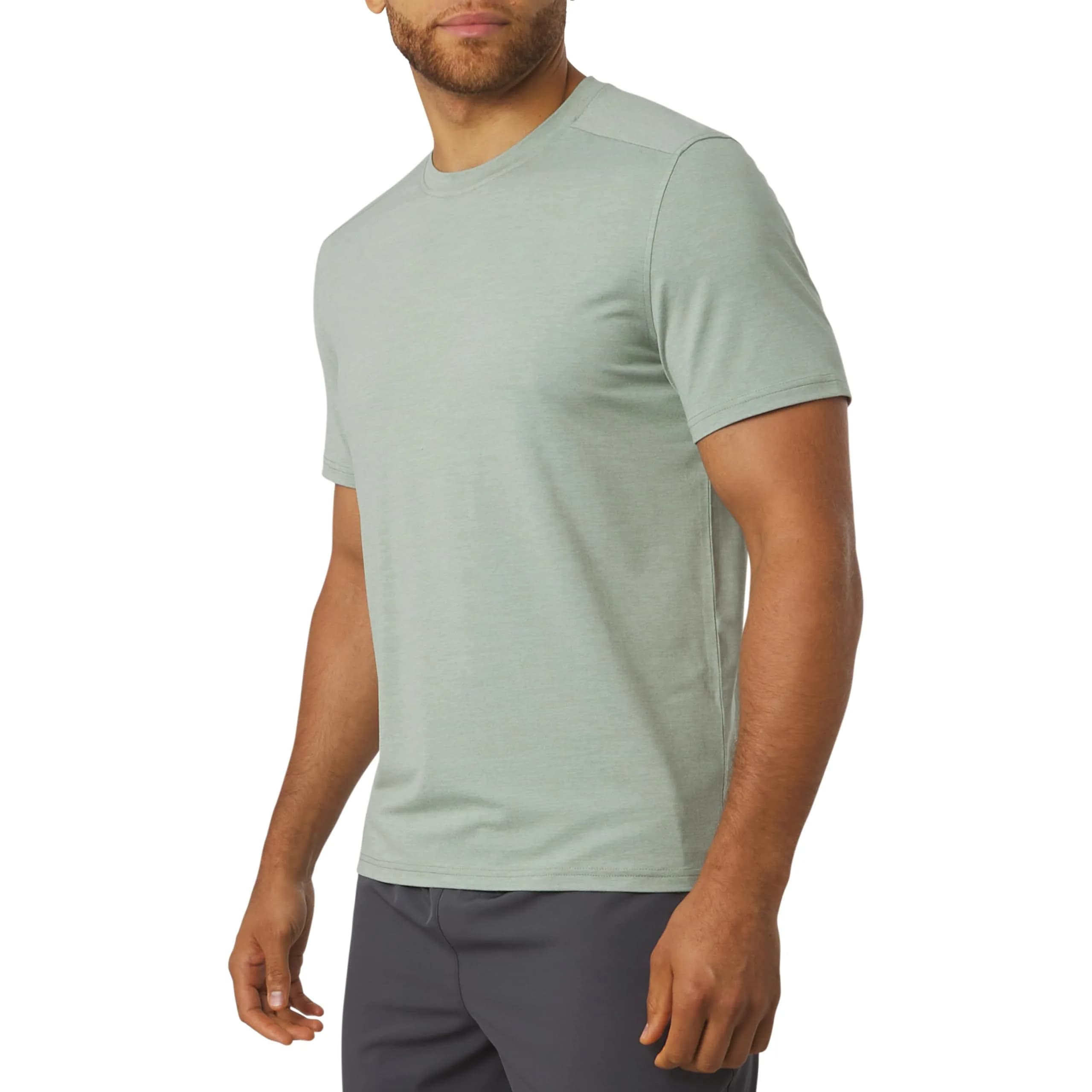 Motion Men's Slim Fit Tee Active Performance Super Soft Stretchable T-Shirt, Belgian Blue — Dusty Palm / Large
