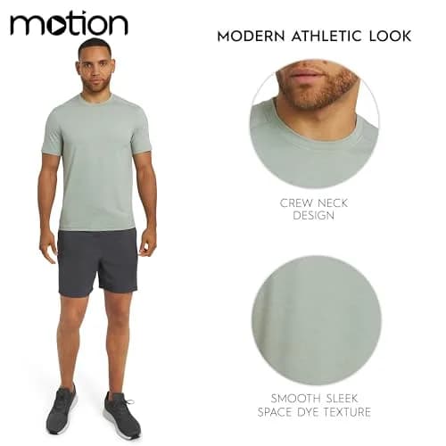 Motion Men's Slim Fit Tee Active Performance Super Soft Stretchable T-Shirt, Dusty Palm, Large thumbnail 6
