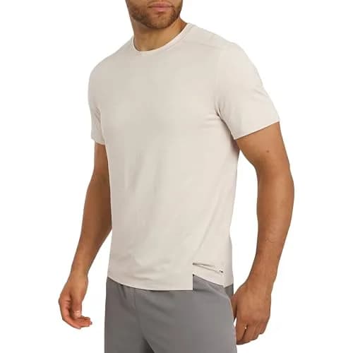Motion Men's Slim Fit Tee Active Performance Super Soft Stretchable T-Shirt, Bone, Large | Lightweight, breathable, support for active men thumbnail 1