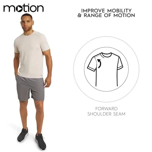 Motion Men's Slim Fit Tee Active Performance Super Soft Stretchable T-Shirt, Bone, Large | Lightweight, breathable, support for active men thumbnail 4