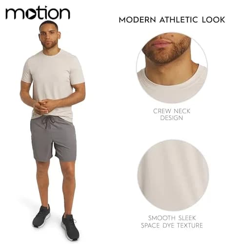 Motion Men's Slim Fit Tee Active Performance Super Soft Stretchable T-Shirt, Bone, Large | Lightweight, breathable, support for active men thumbnail 5