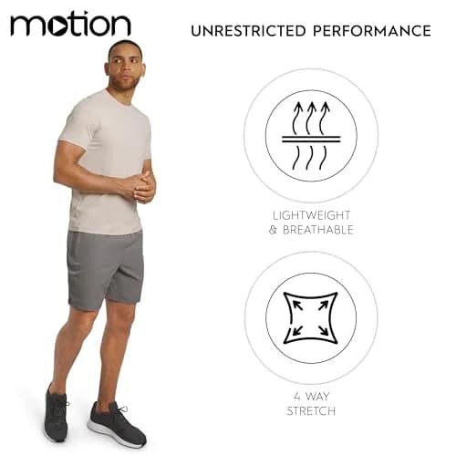 Motion Men's Slim Fit Tee Active Performance Super Soft Stretchable T-Shirt, Bone, Large | Lightweight, breathable, support for active men thumbnail 3