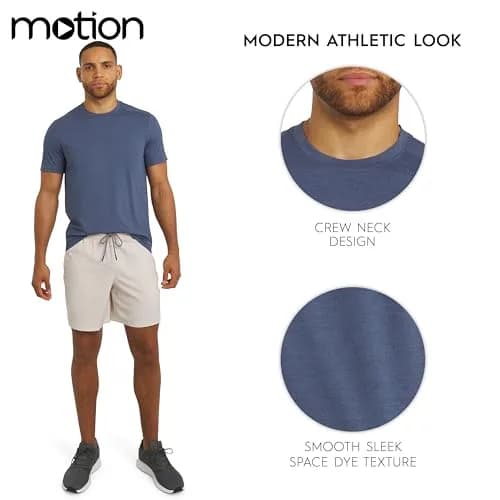 Motion Men's Slim Fit Tee Active Performance Super Soft Stretchable T-Shirt, Vintage Indigo, Large | Lightweight, Breathable & Flex Support thumbnail 5
