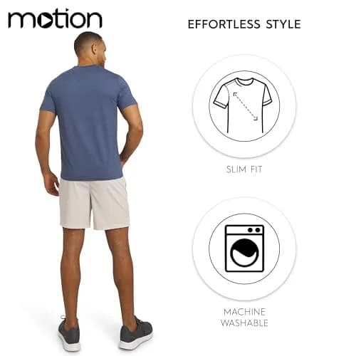 Motion Men's Slim Fit Tee Active Performance Super Soft Stretchable T-Shirt, Vintage Indigo, Large | Lightweight, Breathable & Flex Support thumbnail 6