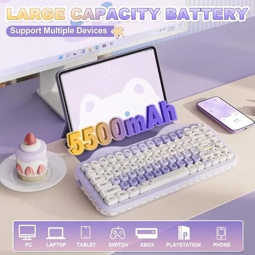 YUNZII C75 Cute 75% Wireless Mechanical Keyboard Purple Milk V2 Switch | 84-Key Compact Layout with RGB Backlighting thumbnail 6