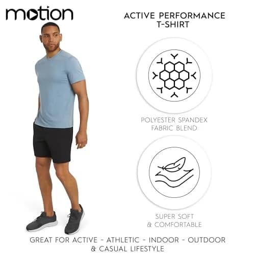 Motion Men's Slim Fit Tee Active Performance Super Soft Stretchable T-Shirt, Belgian Blue thumbnail 2