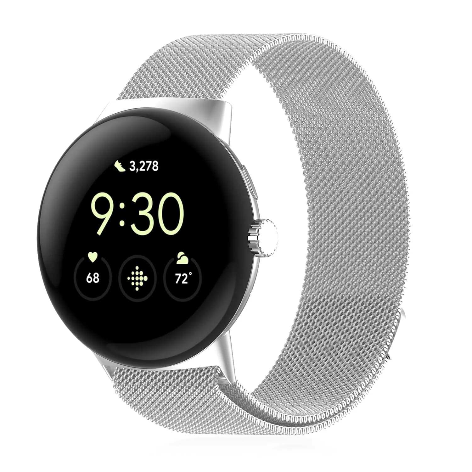 KONXISA Metal Mesh Watch Band for Google Pixel Watch 5/4/3 45mm, Rose Gold | Magnetic Closure, 22mm Width — Silver / Pixel Watch 5/4/3 45mm Strap