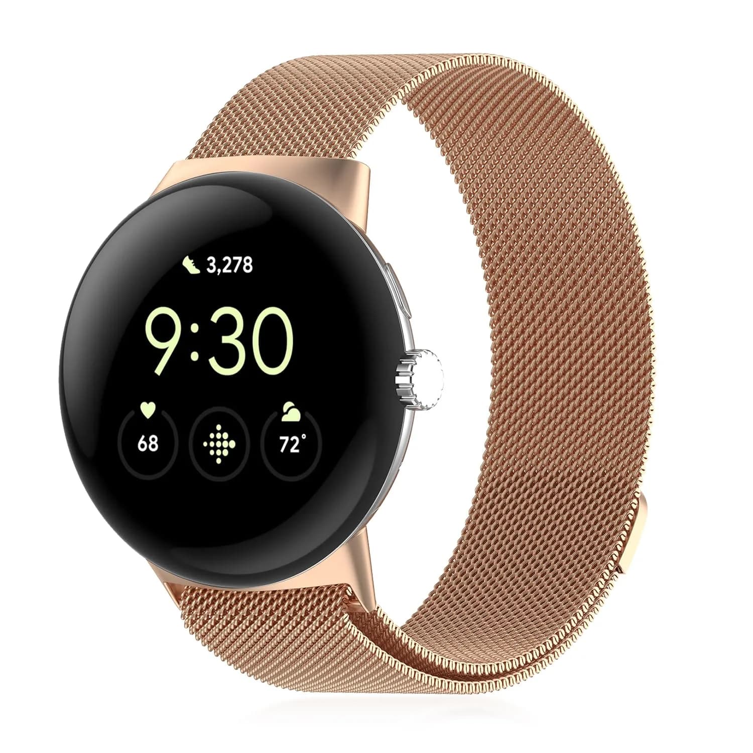 KONXISA Metal Mesh Watch Band for Google Pixel Watch 5/4/3 45mm, Rose Gold | Magnetic Closure, 22mm Width — Rose Gold