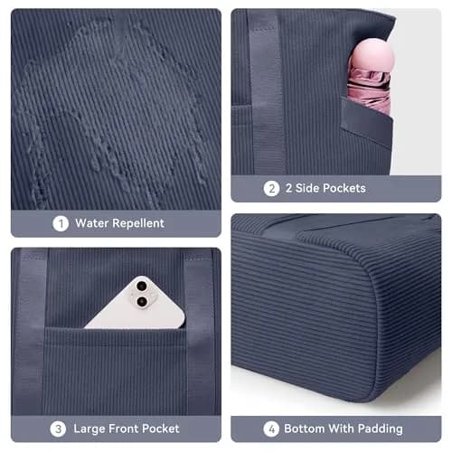 DIXEIGHT Tote Bag for Women, Large Corduroy Capacity | Water-Resistant & Versatile thumbnail 6