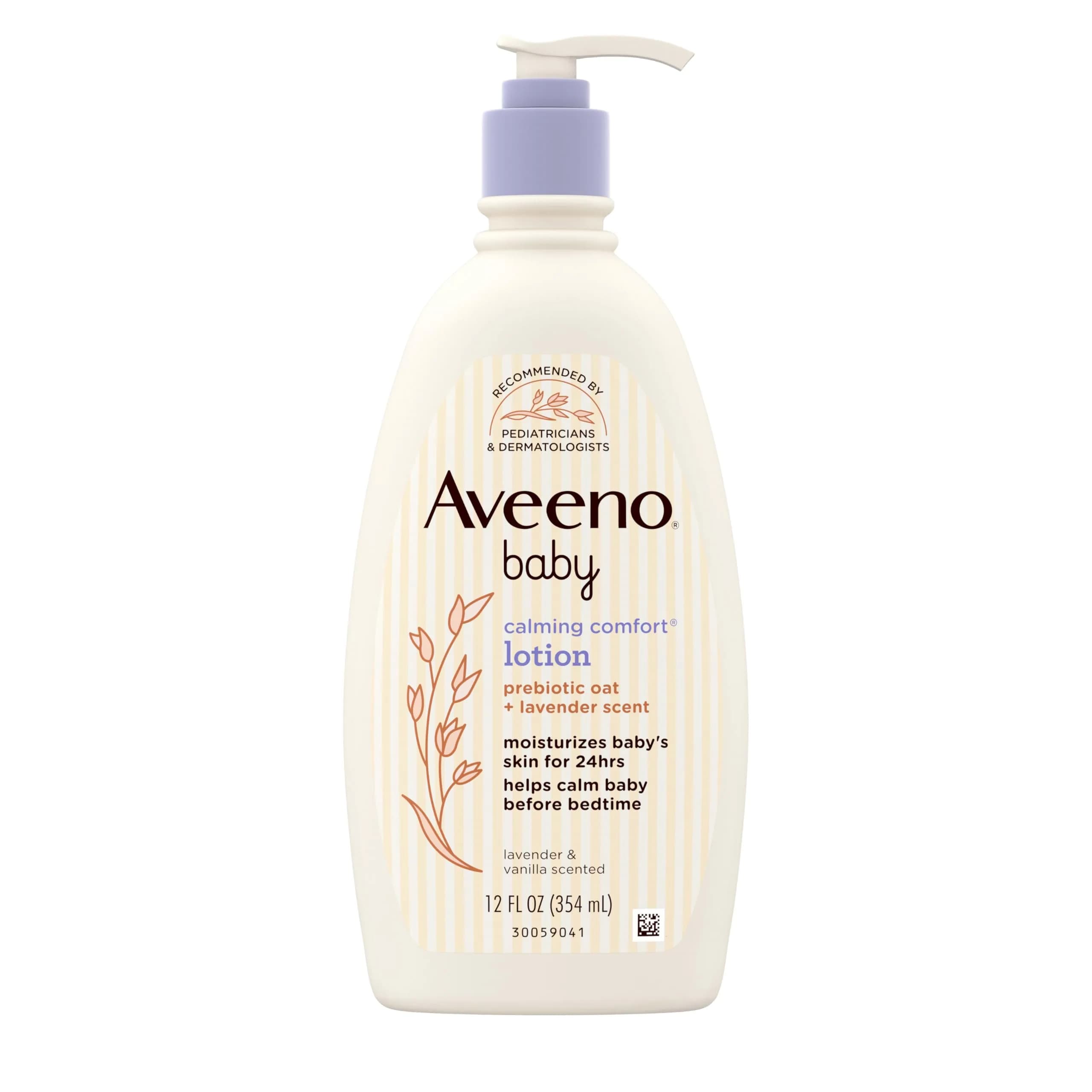 Aveeno Baby Calming Comfort Moisturizing Body Lotion with Lavender & Vanilla, 355ml (12 fl. oz) | Gentle, Non-Greasy, 24-Hour Hydration