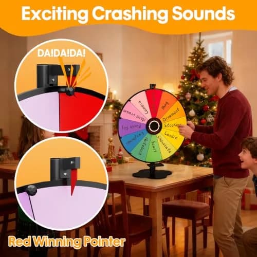 ORWOD 24-inch Tabletop Spinning Prize Wheel with Heavy-Duty Metal Stand | 12 Dry Erase Prize Slots thumbnail 2