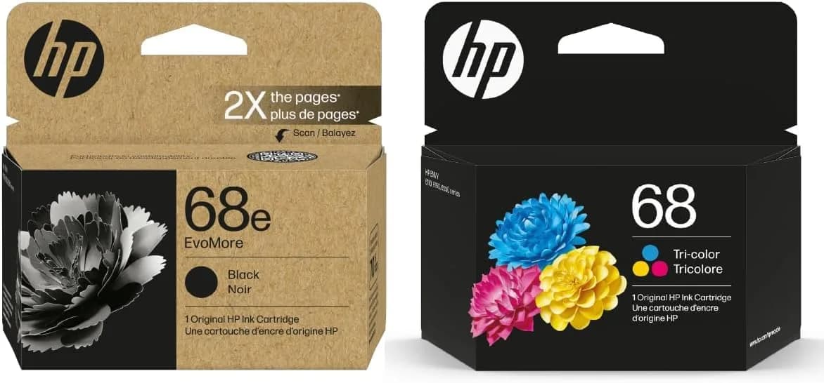 HP Original 68e EvoMore High Yield Black / 68 Tri-Color Ink Cartridges (2-Pack) | Up to 320 Black, 120 Color Pages