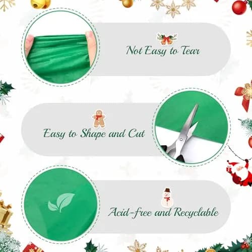 Simetufy Christmas Tissue Paper for Gift Bags 360 Sheets (20 x 30 Inches) | Red, Green, White Bulk Pack thumbnail 7