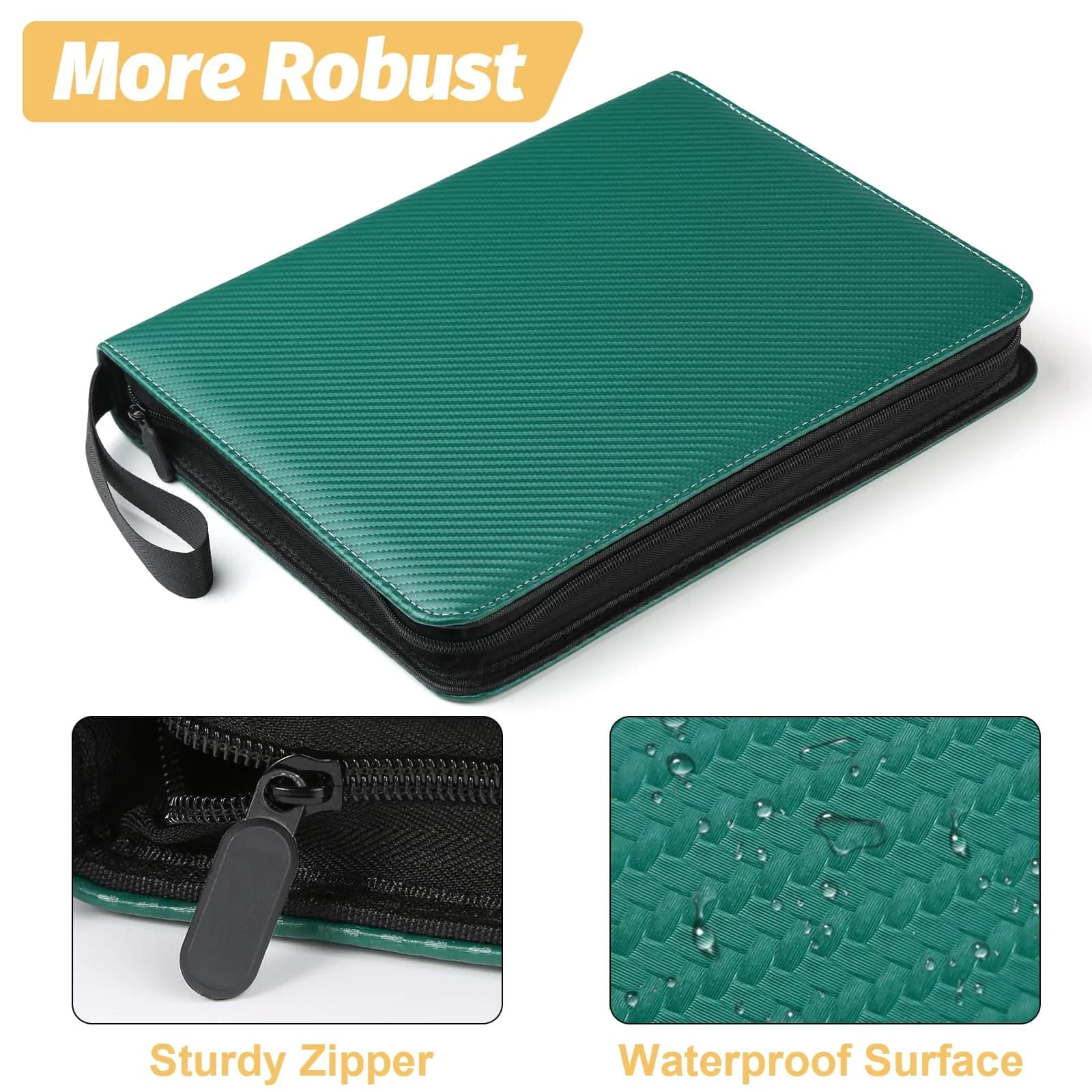 GERMUN 3 Ring 9 Pocket Zipper Card Binder for 720 Cards | Archival-Safe PU Leather thumbnail 3