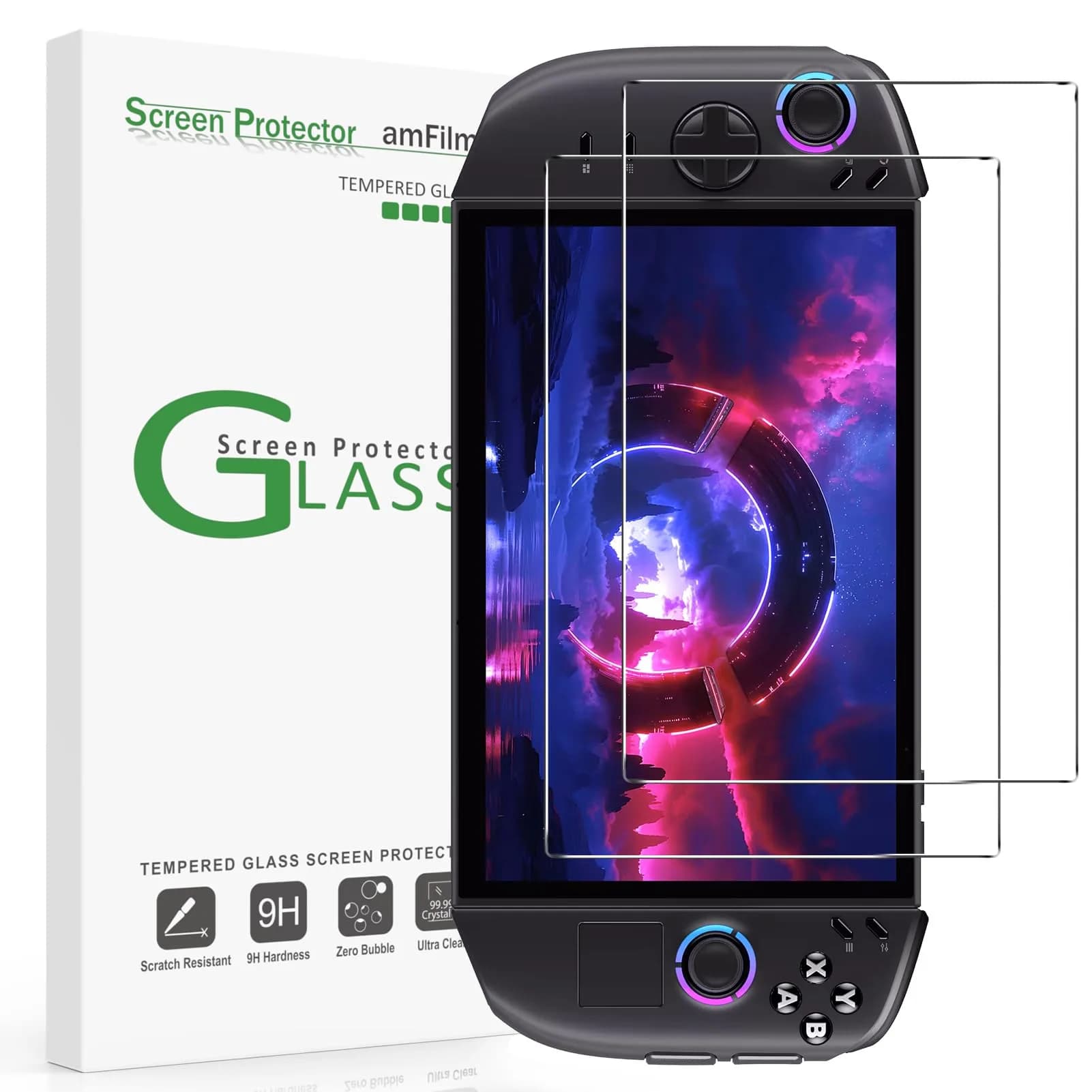 amFilm Screen Protector for Lenovo Legion Go Gen 2 8.8'' Handheld 2025 | 2 Pack Tempered Glass Full Coverage — 8.9"
