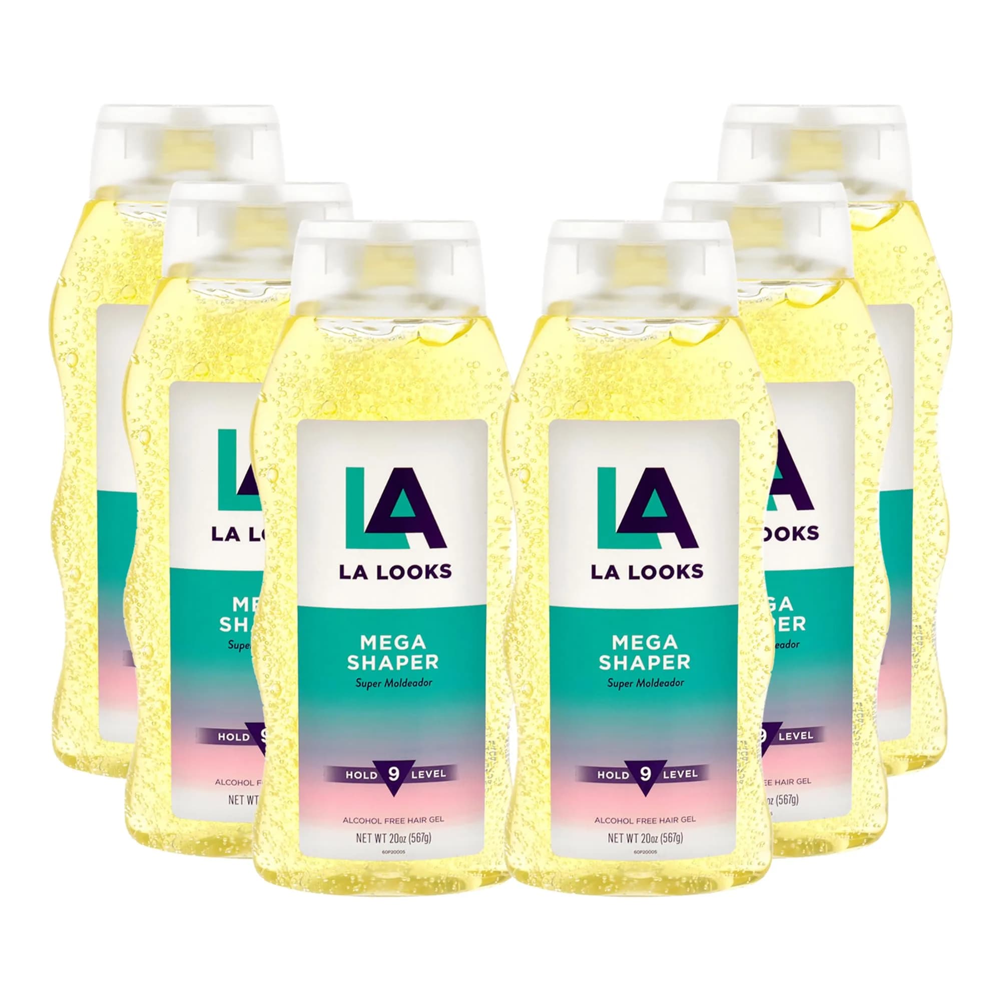 L.A. Looks Mega Shaper Hair Gel - Mega Level 9 Hold - Alcohol-Free, Non-Sticky, 6 x 20 oz | Lasts All Day, Frizz Control - main product image