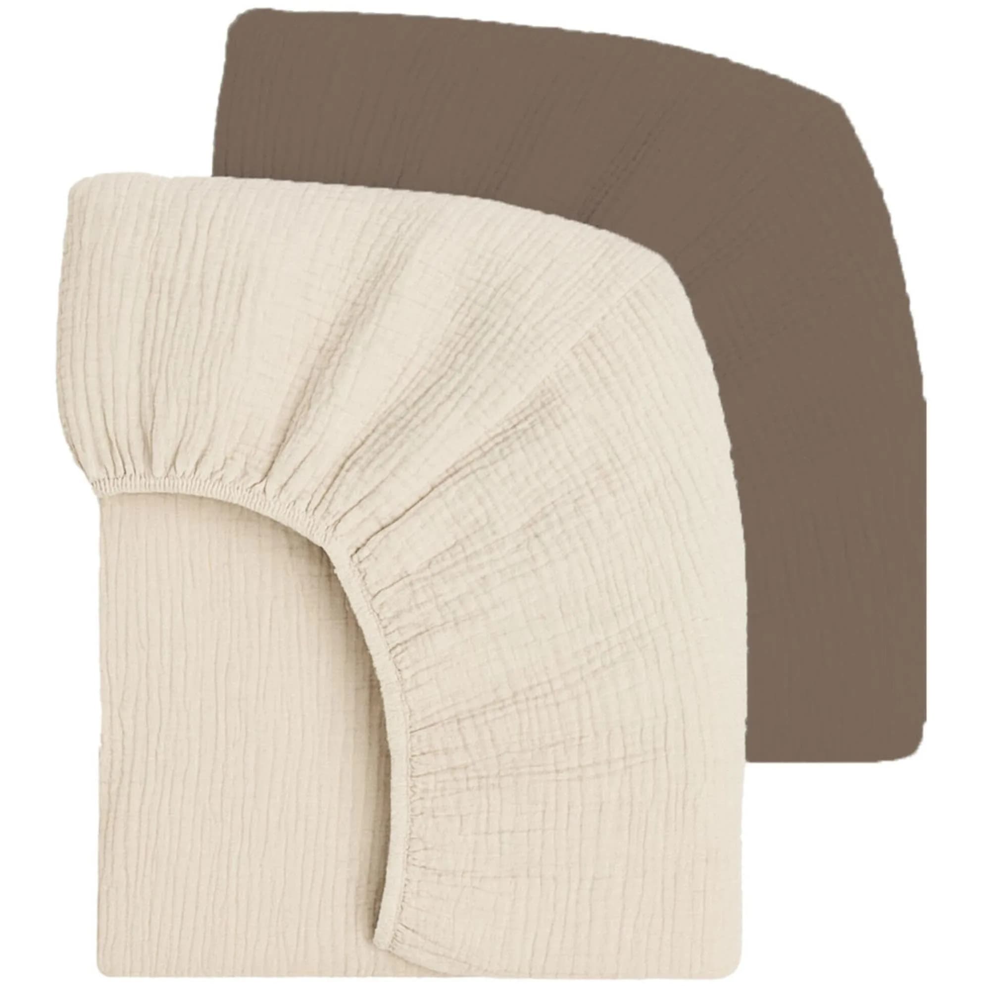 Mère & Moi 2 Pack Cotton Muslin Crib Sheets 28x52 | Breathable, Soft & Snug Fit