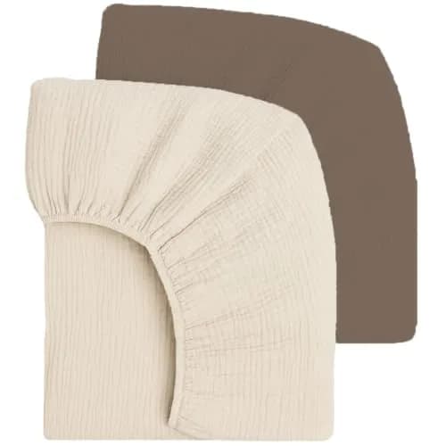 Mère & Moi 2 Pack Cotton Muslin Crib Sheets 28x52 | Breathable, Soft & Snug Fit thumbnail 1