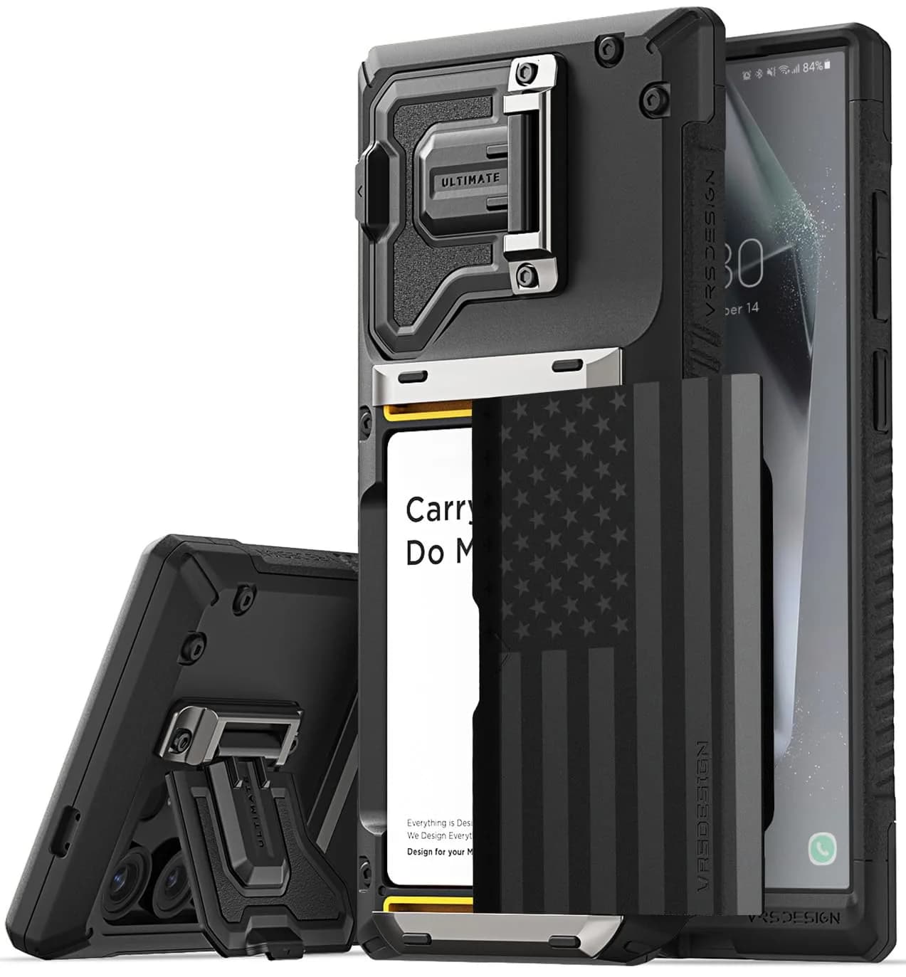 VRS DESIGN Damda Glide DuoGuard for Galaxy S25 Ultra Case (2025) | Heavy Duty Protection with Card Slot & Camera Cover — Liberty Black / Galaxy S24 Ultra