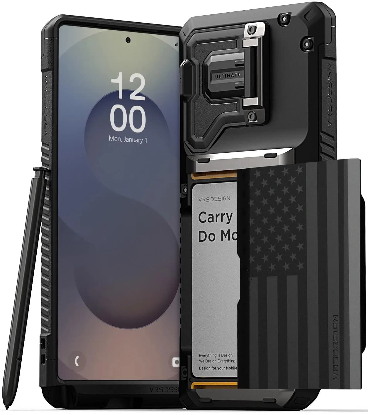 VRS DESIGN Damda Glide DuoGuard for Galaxy S25 Ultra Case (2025) | Heavy Duty Protection with Card Slot & Camera Cover — Liberty Black / Galaxy S25 Ultra