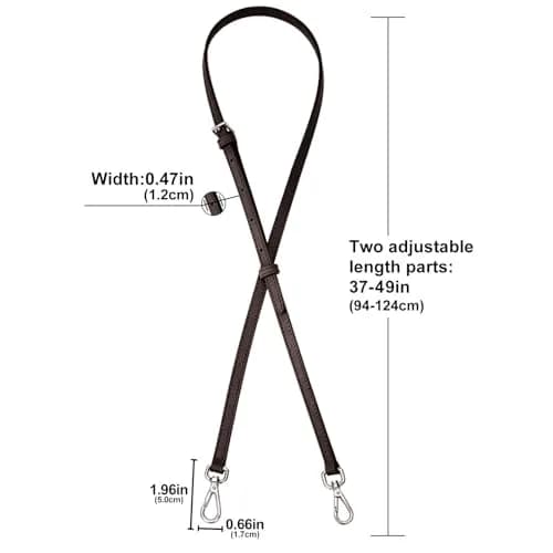 KIYOMIL Mocha Bag Leather Purse Strap Replacement Adjustable Crossbody Shoulder Straps 1.2cm (0.47in) | Genuine Leather, 94-124cm Length thumbnail 4