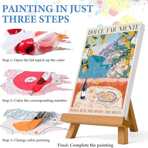 Fairyland JinWenn Italian Pasta Wine Paint by Numbers Kit for Adults Canvas 29.6 x 19.4 cm (11.6 x 7.6 inches) | Relaxing Hobby for Beginners thumbnail 6