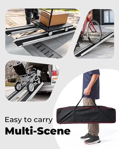 KOLOTOOL 4FT Telescoping Aluminum Wheelchair Ramp | Supports 600 lbs, Portable & Anti-Slip thumbnail 7