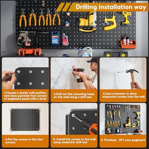 Hogurity Metal Peg Board 4 Pack 12"×16" Heavy Duty Wall Panels | Versatile Tool Organizer for Garage & Workshop thumbnail 5