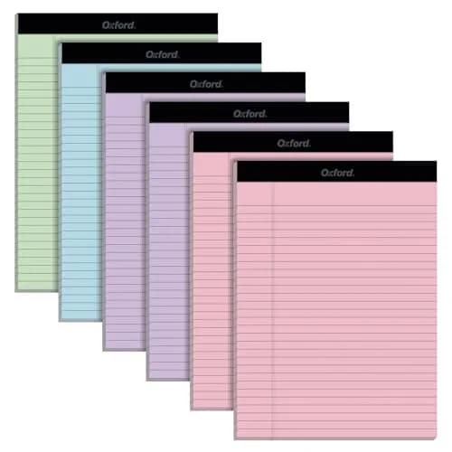 Oxford Color Writing Pads, Wide Rule, 6-Pack, 21.6cm x 29.8cm (8.5" x 11.75") | Authentic USA Import for School & Office thumbnail 1