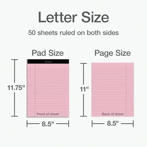 Oxford Color Writing Pads, Wide Rule, 6-Pack, 21.6cm x 29.8cm (8.5" x 11.75") | Authentic USA Import for School & Office thumbnail 2