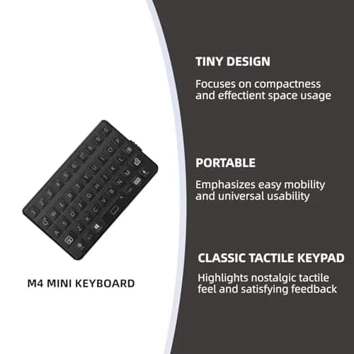 EXknight Mini Bluetooth Keyboard - Retro Clicky Style, Black | Compact Wireless Mechanical Keyboard for Tablets & Phones thumbnail 4