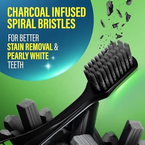 GuruNanda Gentle Giant Charcoal Toothbrush 2ct | Dual Action Flossing Spiral Bristles thumbnail 2