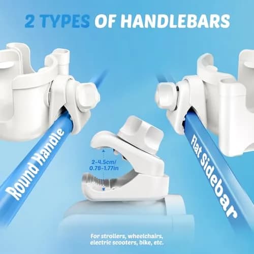 Guiseapue 2-in-1 Stroller Cup Holder with Phone Holder, White | Universal Fit for Bikes & Walkers thumbnail 3